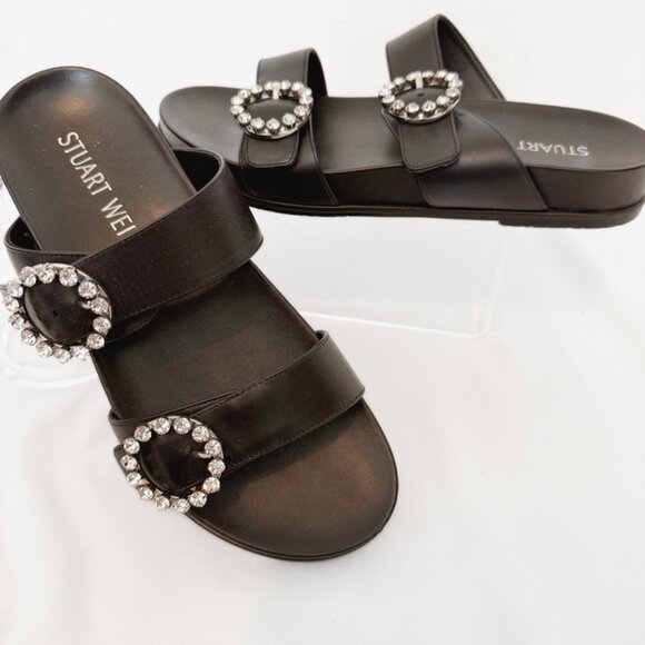 Stewart Weitzman BlingRing Crystal Buckle Slide sz 9 NEW - Picture 7 of 12